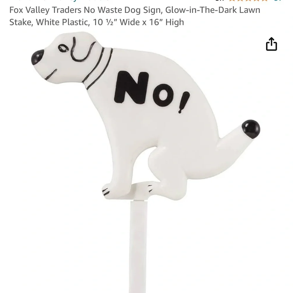 Fox Valley Trader’s “No Waste Dog Sign”-Glow-in-the-dark Lawn Stake 10.5x 16”H
